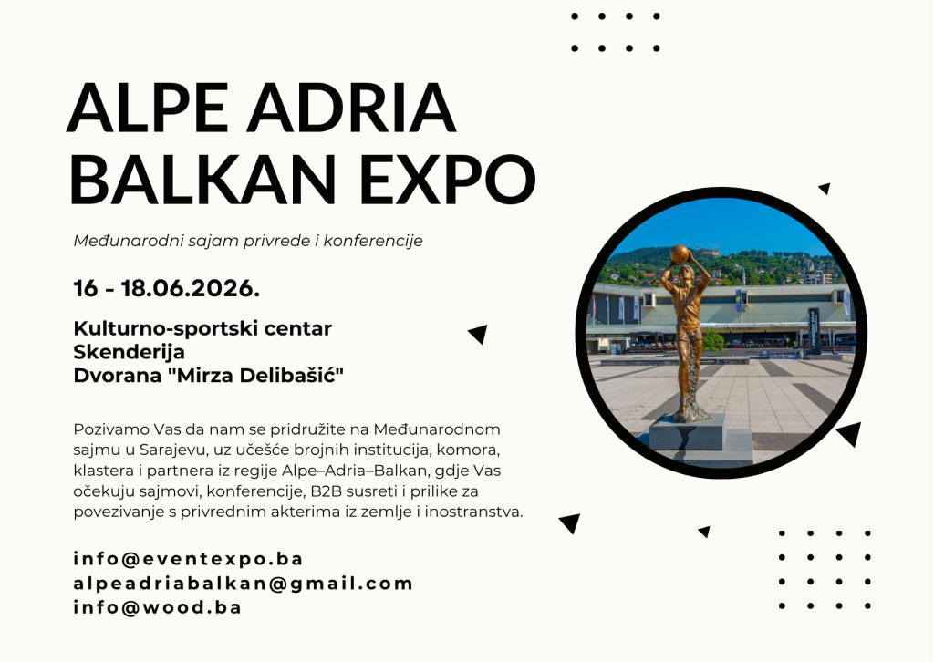 JAVNI POZIV – Za sufinansiranje izlaganja na međunarodnom sajmu privrede ALPE ADRIA BALKAN EXPO 2026